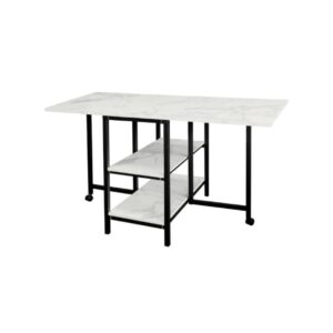 FOLDING KITCHEN TABLE WITH STORAGE SHELVES
