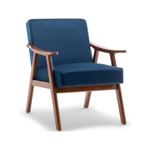 SUEDE LEATHER CHAIR WITH WOOD FRAME